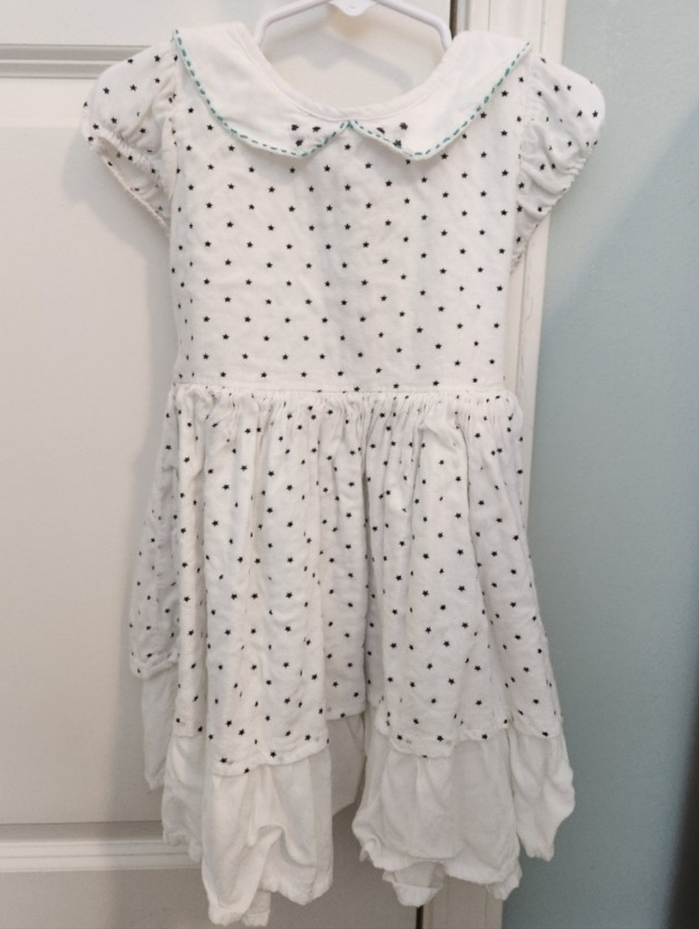 Well Dressed Wolf 3t White Polka Dot Girls Dress Peter Pan Collar Smocked